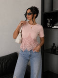 T-Shirt Corsetto con coppe in Pizzo con lacci posteriori - R.a. Boutique