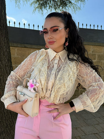 Camicia in pizzo con strass - R.a. Boutique