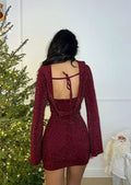 Abito bordeaux glitter schiena aperta - R.a. Boutique 