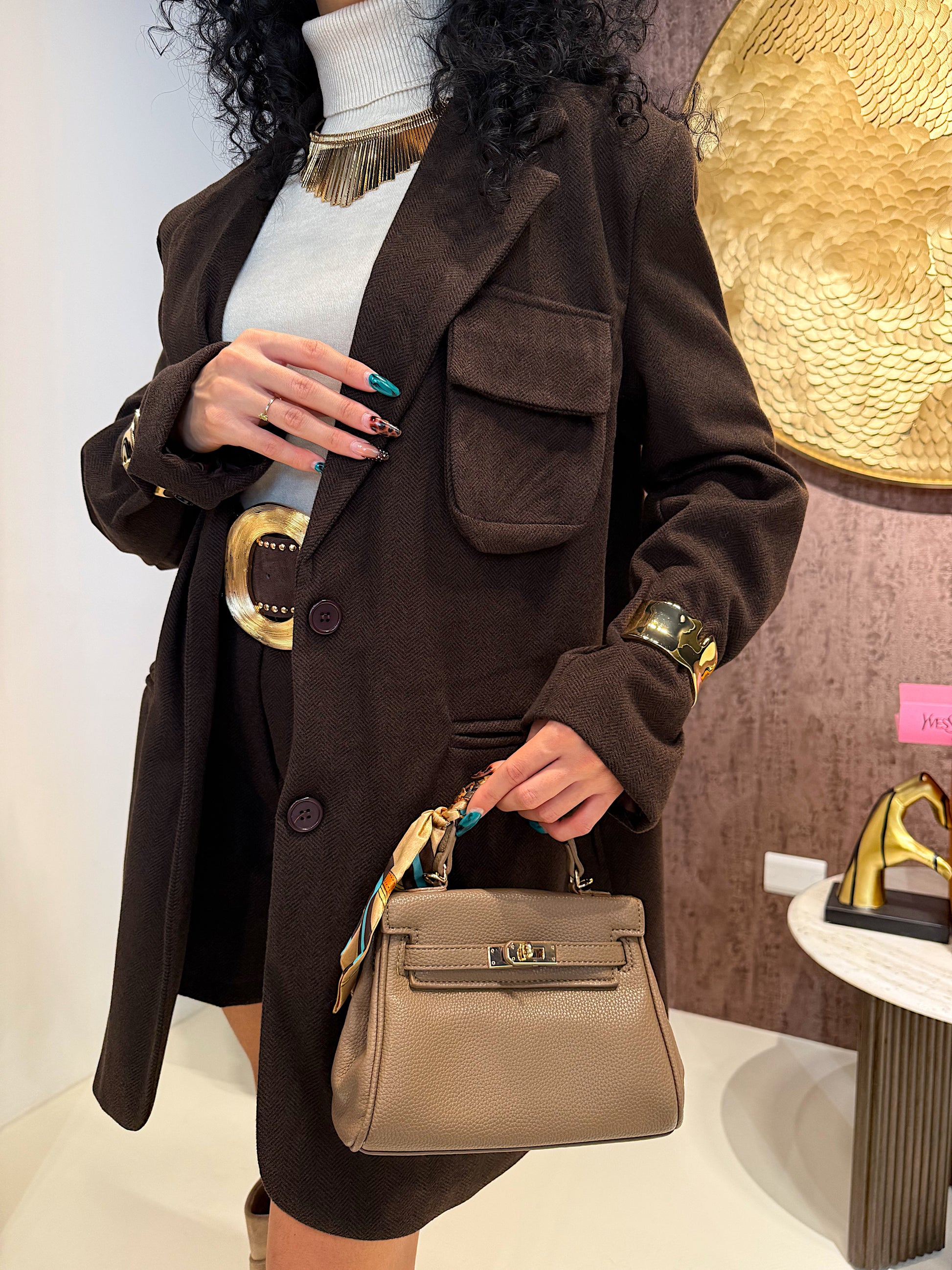 Completo choco short e giacca con tasche - R.a. Boutique