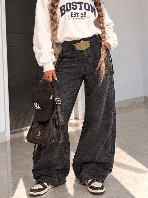 Pantalone Wide Metal Belt