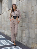 Completo giacca e pantalone cargo Camel - R.a. Boutique 
