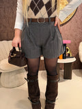 Short choco in panno con cintura - R.a. Boutique