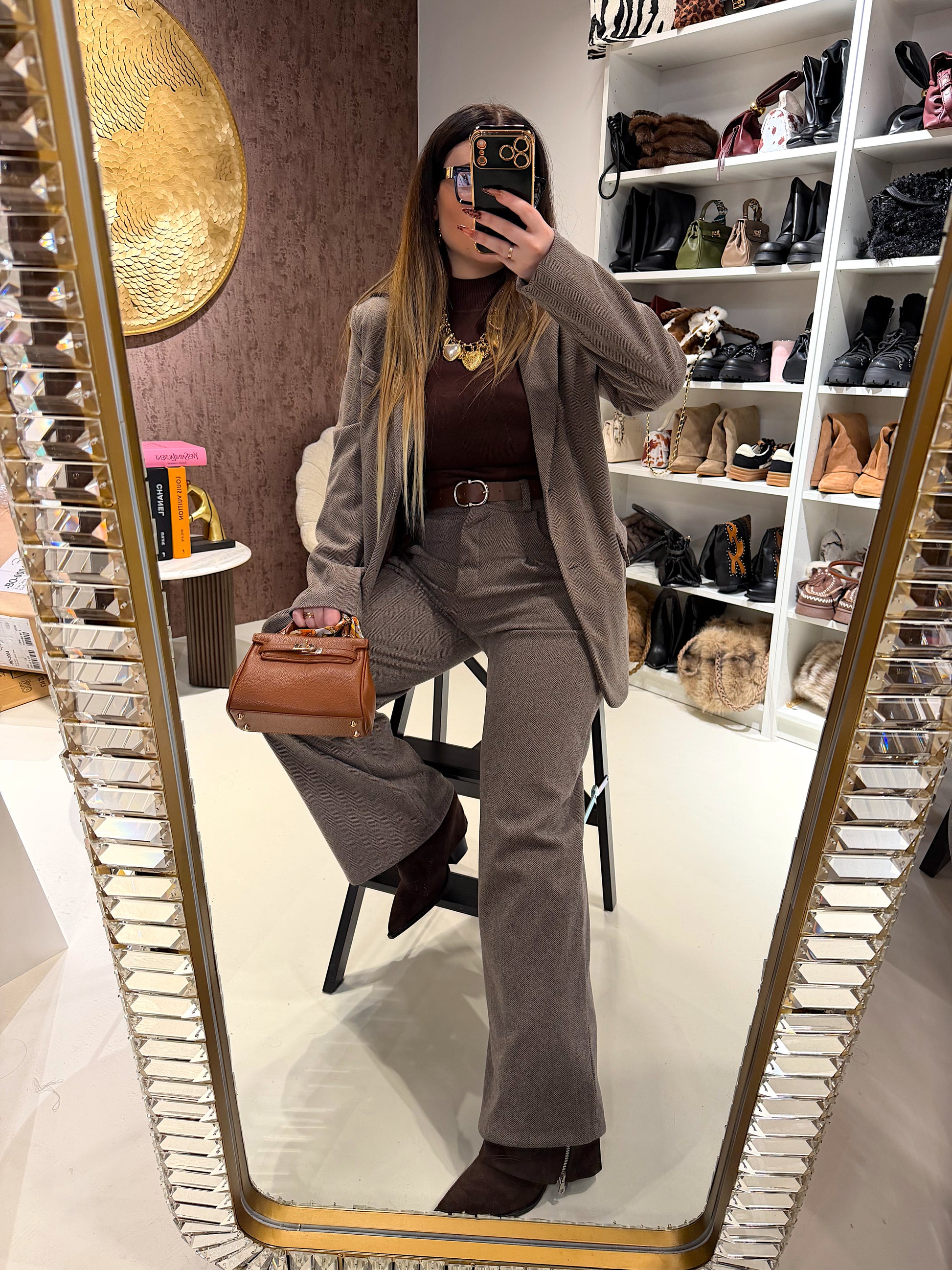 Blazer in tweed nero perla - R.a. Boutique