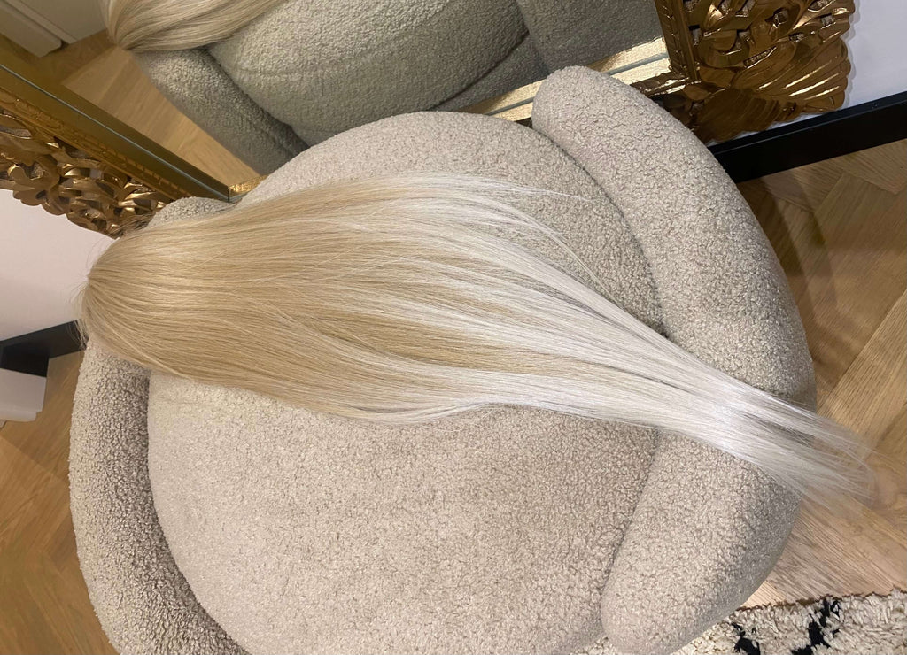 Chignon Postiche Synthétique Blonde Clair Mèches Blondes - 20cm, Ondulé, à Fixer, Pour Cheveux
