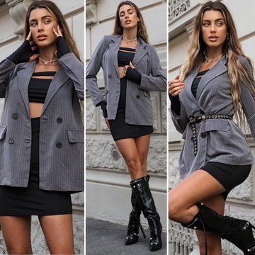 Blazer gessato grigio - R.a. Boutique 