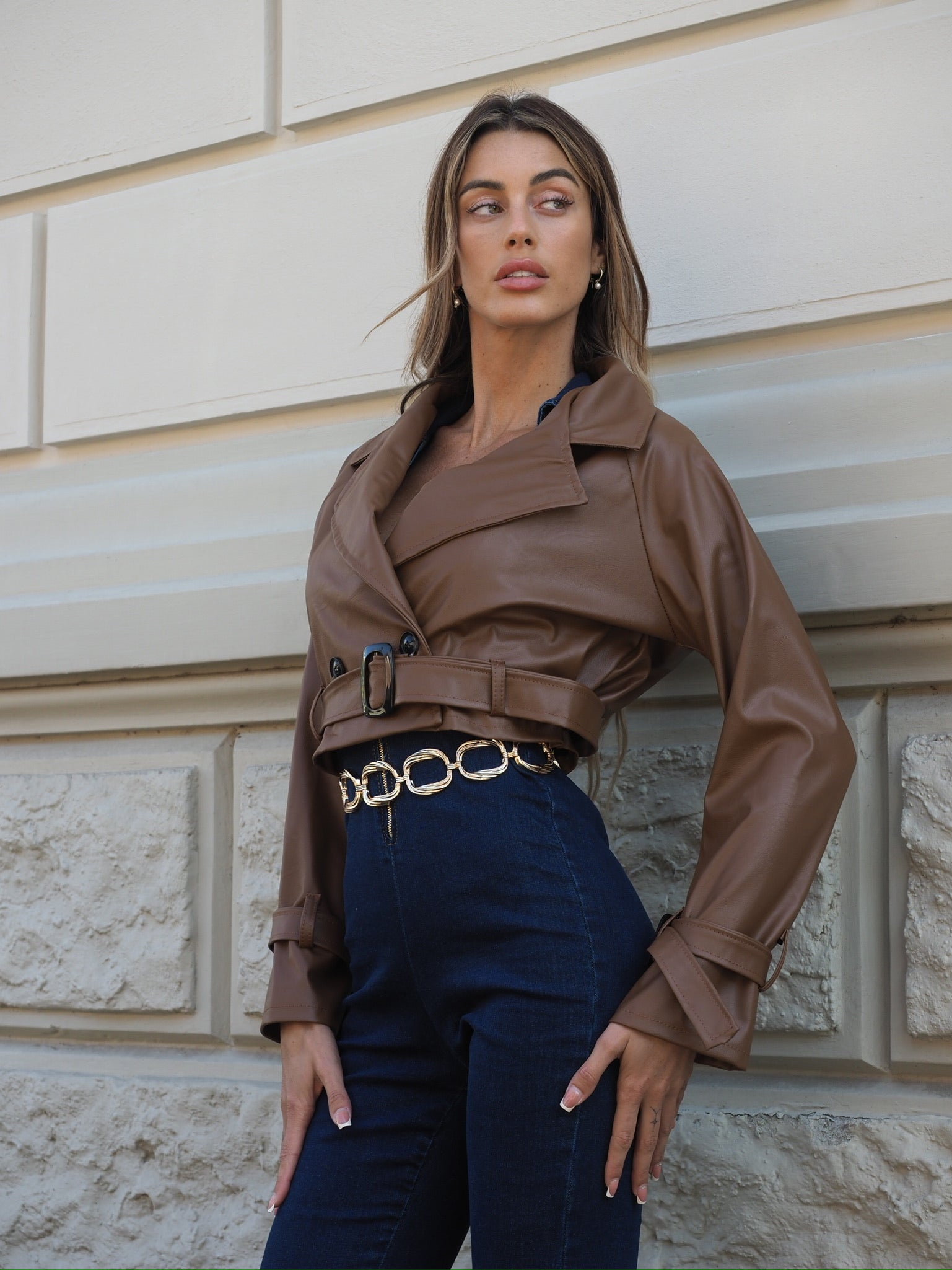 Giacca in ecopelle choco - R.a. Boutique 