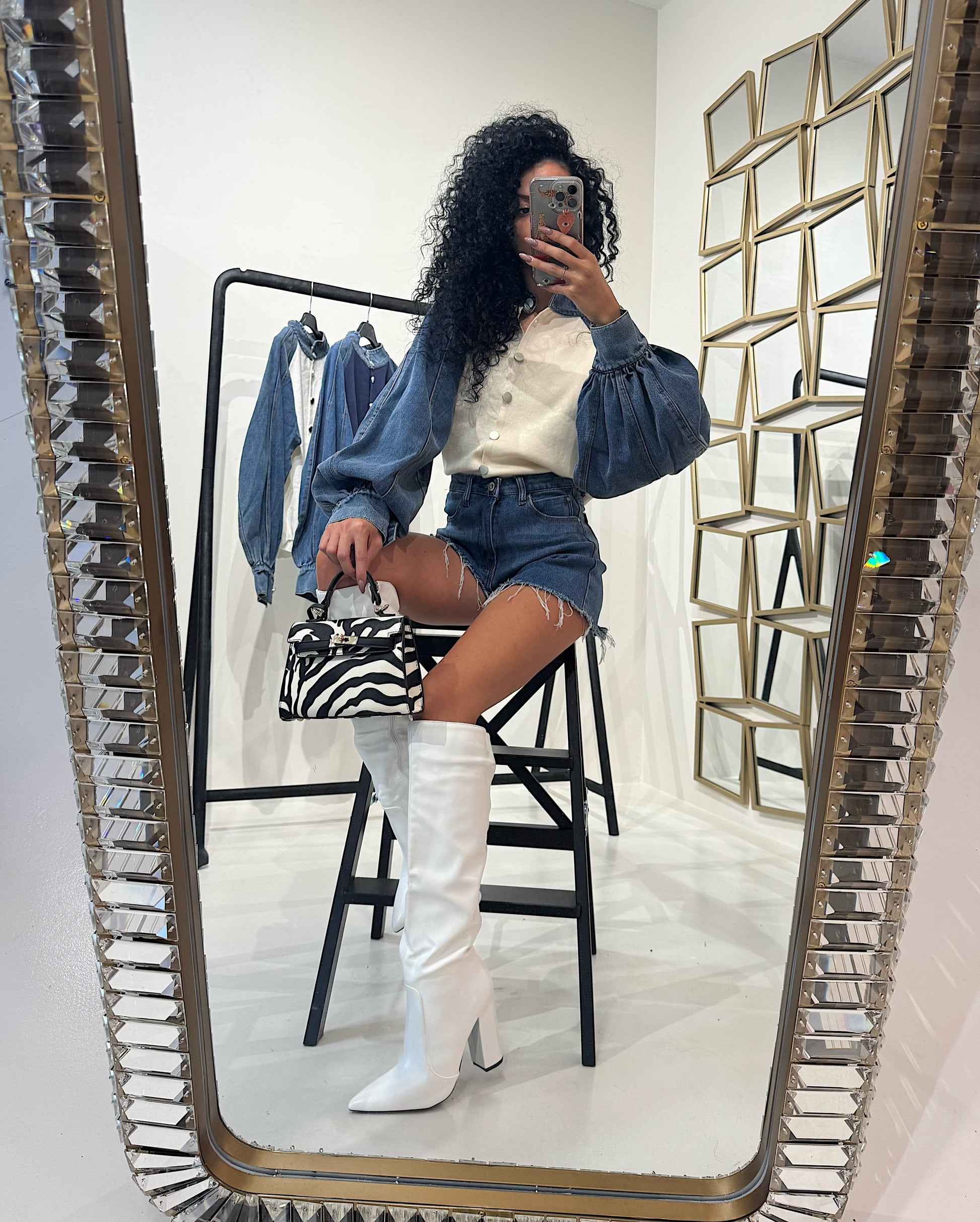 Maglioncino con dettaglio in denim - R.a. Boutique