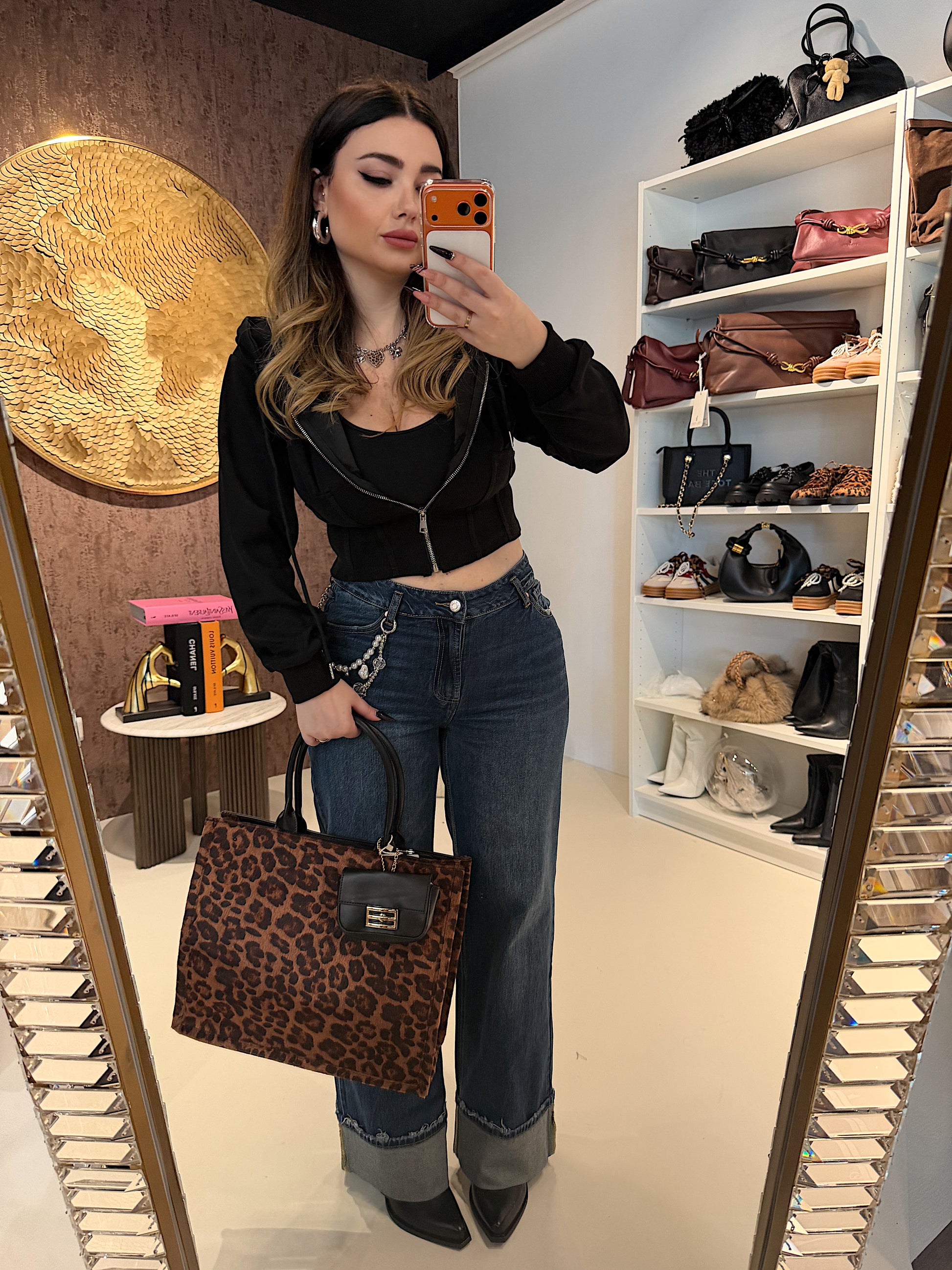 Felpa Cropped con zip e cappuccio - R.a. Boutique