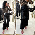 Pantalone in ecopelle con frange - R.a. Boutique