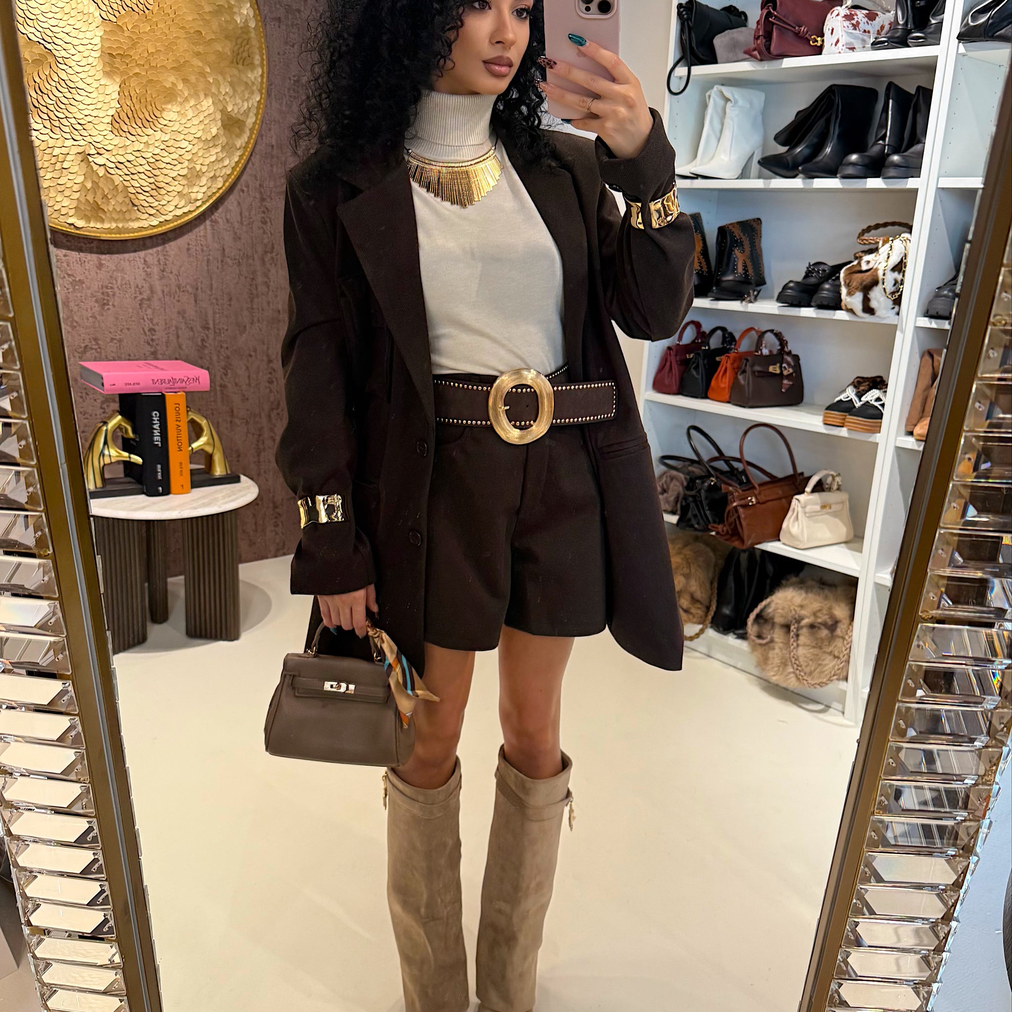 Completo choco short e giacca con tasche - R.a. Boutique