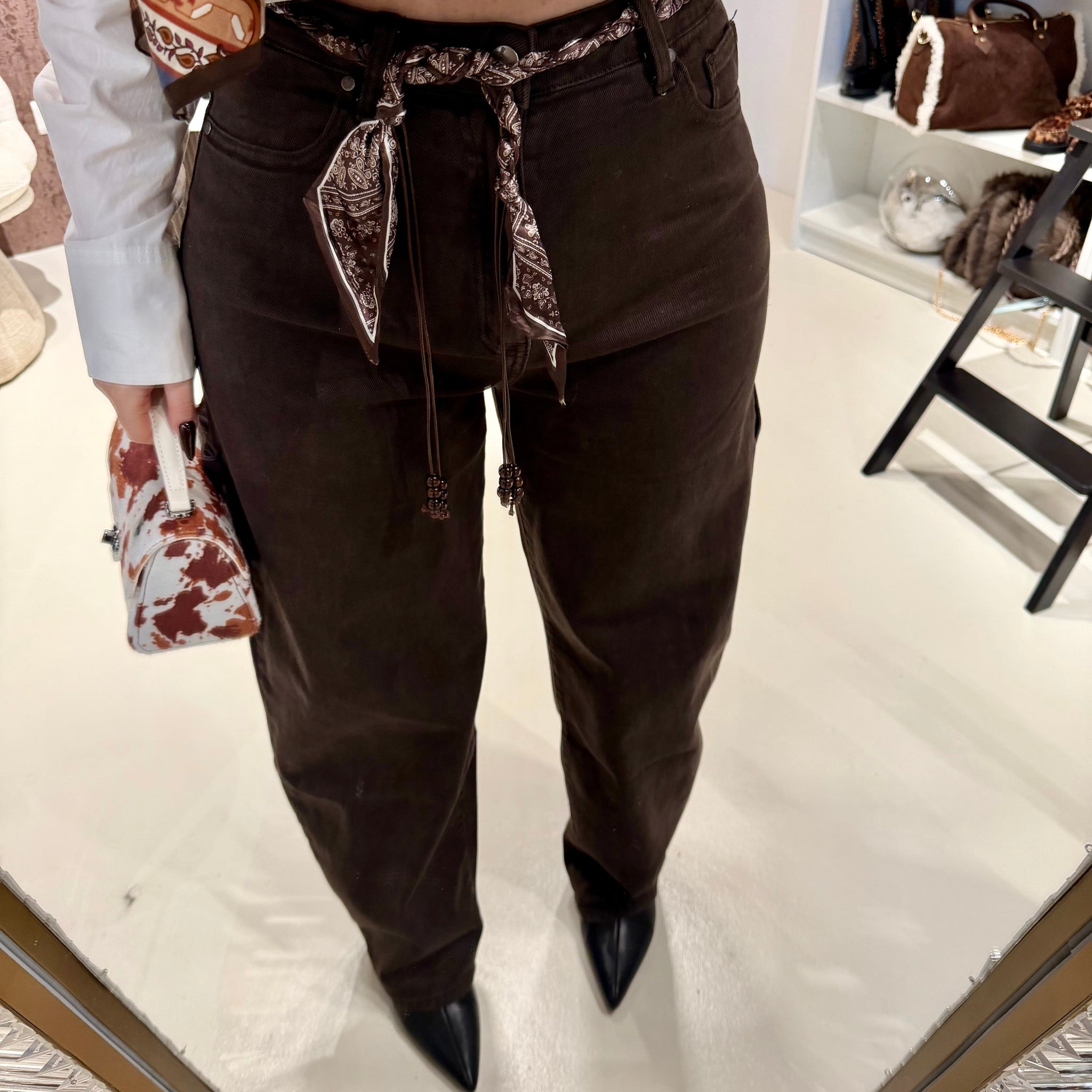 Jeans Wide Leg Brown - R.a. Boutique