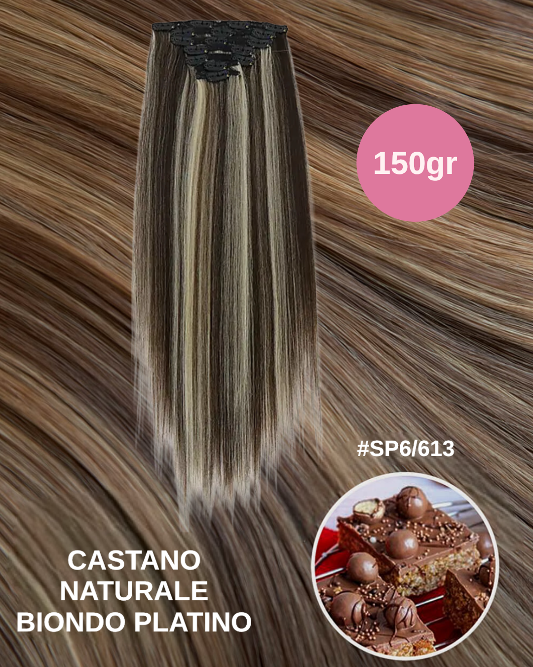 Extension 150g lisce 7 clip vari colori - R.a. Boutique