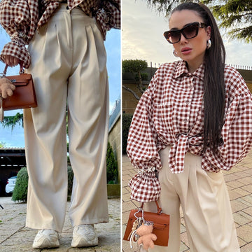 Pantalone a vita alta con pince - R.a. Boutique