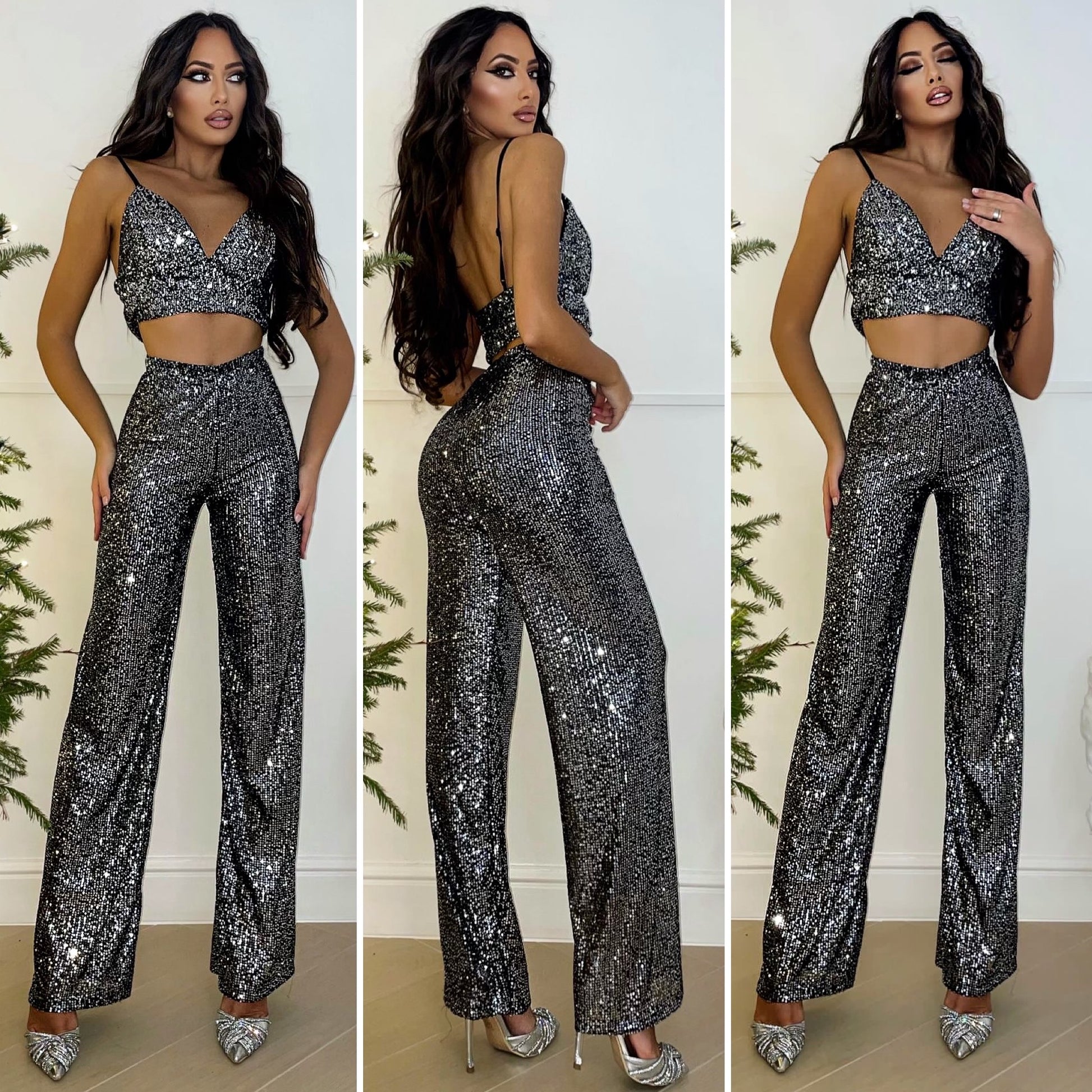 Completo top e pantalone paillettes - R.a. Boutique 