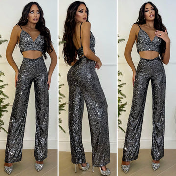 Completo top e pantalone paillettes - R.a. Boutique 