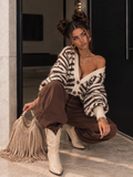 Cardigan Zebrato Panna e Marrone - R.a. Boutique