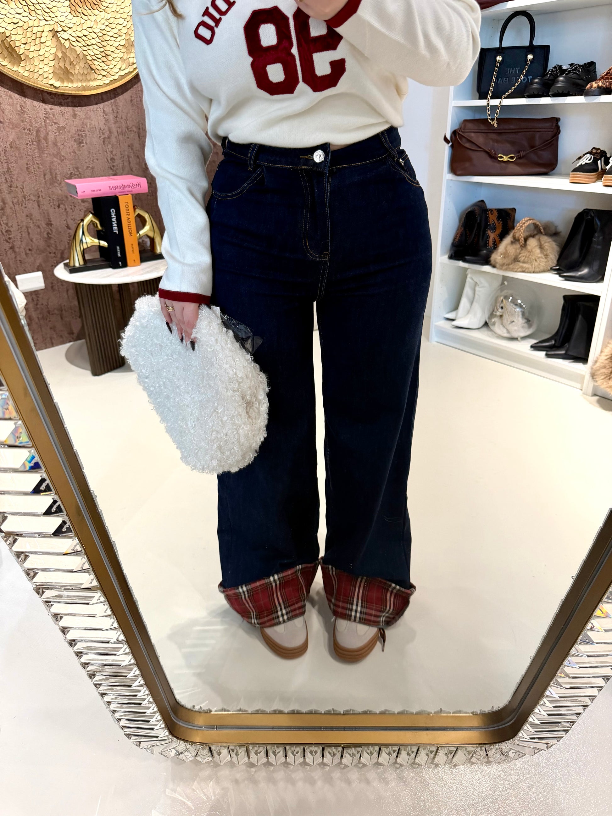 Jeans con Risvolto e Tasca Scozzese - R.a. Boutique