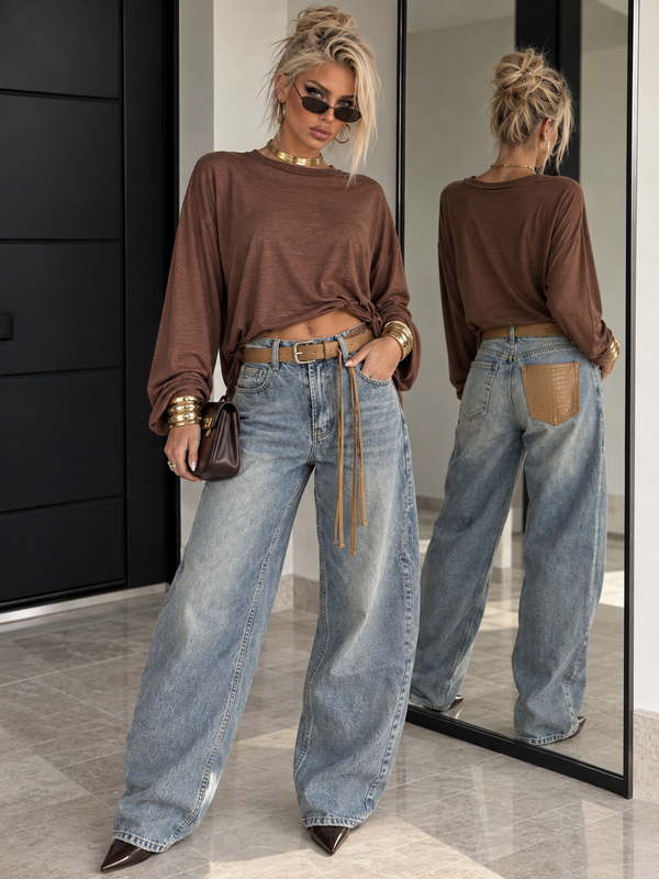 Jeans Balloon Croco Pocket con Cintura