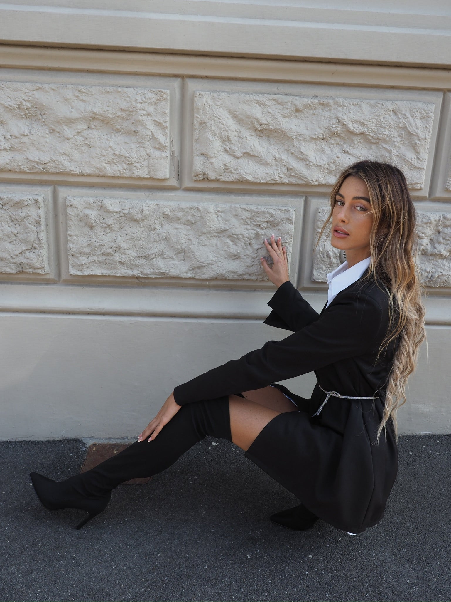 Abito a blazer con laccio argento - R.a. Boutique 