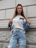 Maglione over con dettaglio in jeans - R.a. Boutique 