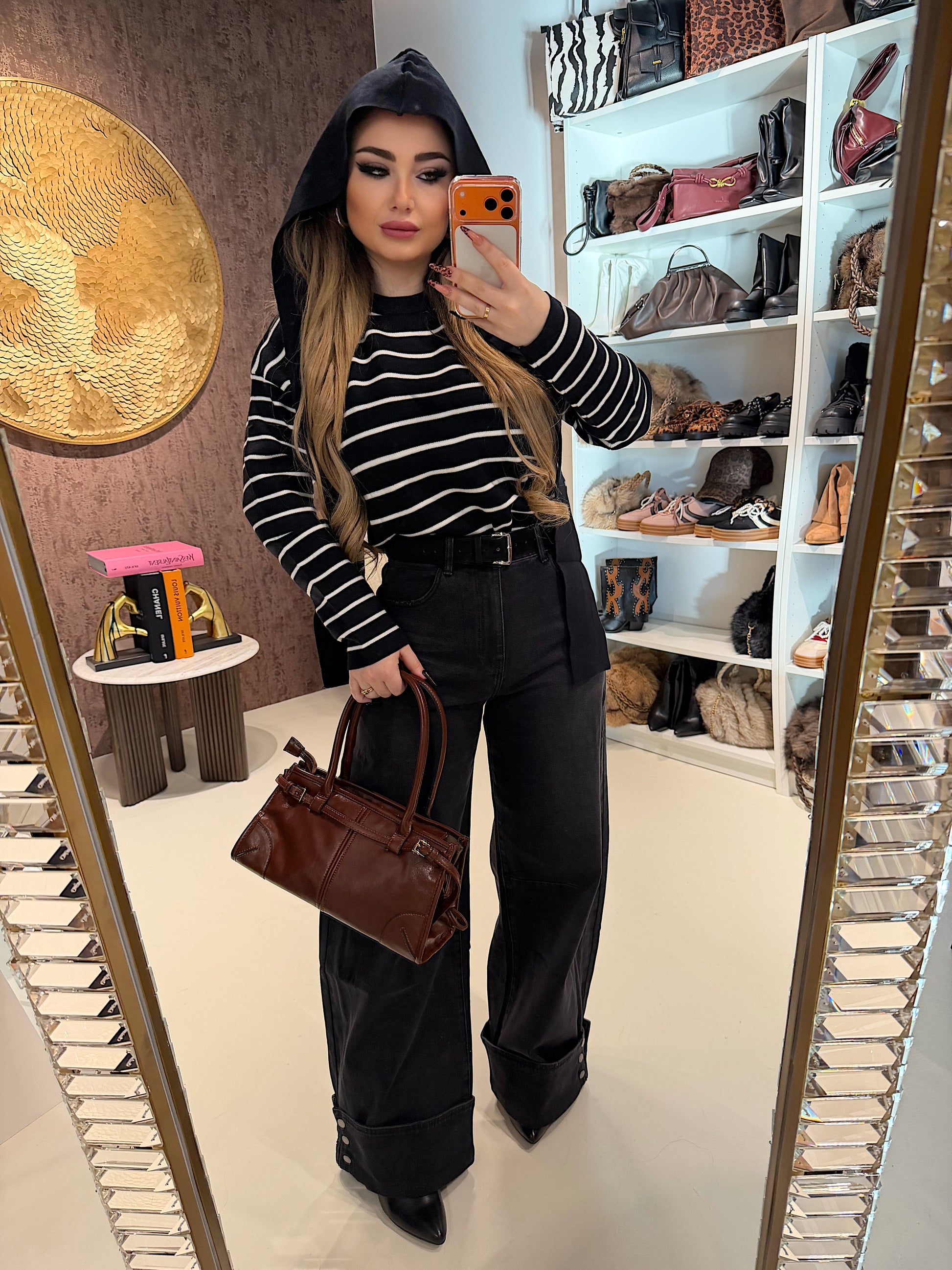 Jeans Turn Up Wide Leg con cintura - R.a. Boutique