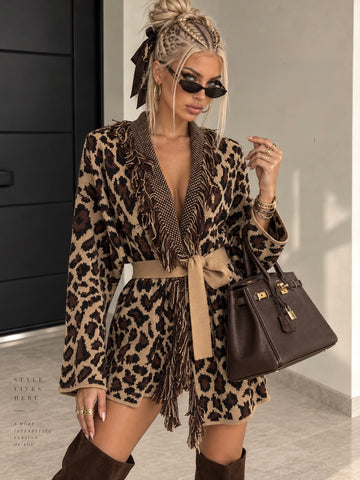 Cardigan Animalier con Frange chiaro - R.a. Boutique