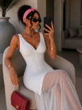 Abito lungo con gonna in velo bianco - R.a. Boutique