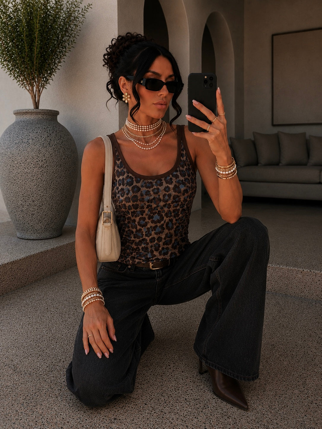 Canotta animalier mesh leopardata - R.a. Boutique
