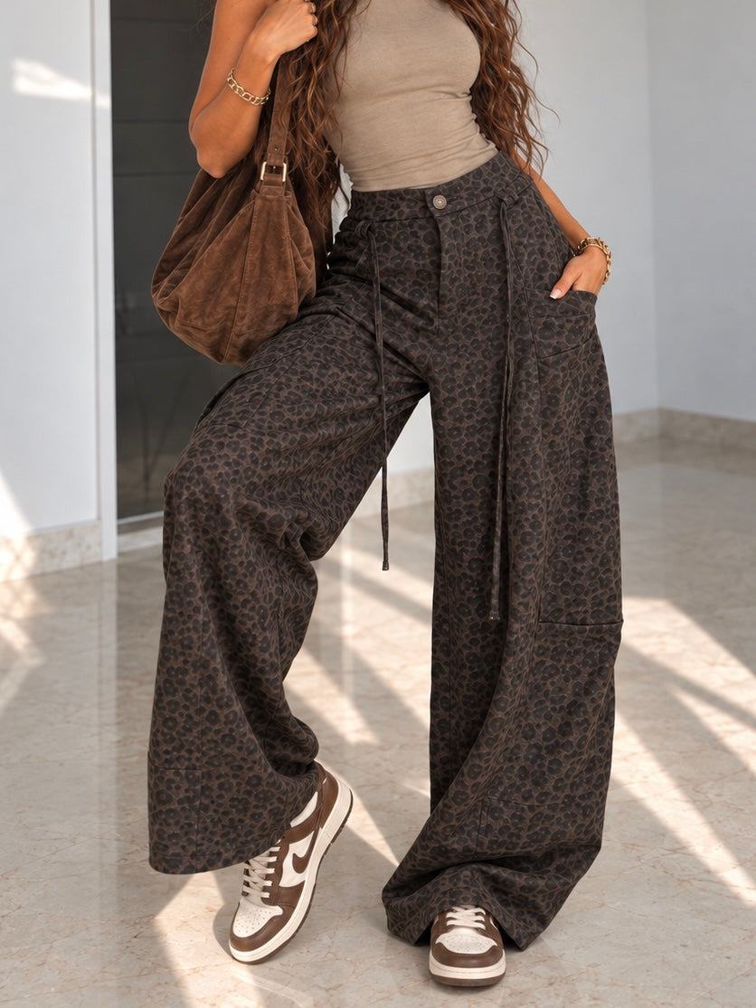 Pantalone Safari Animalier Elasticizzato con Cinturina animalier - R.a. Boutique