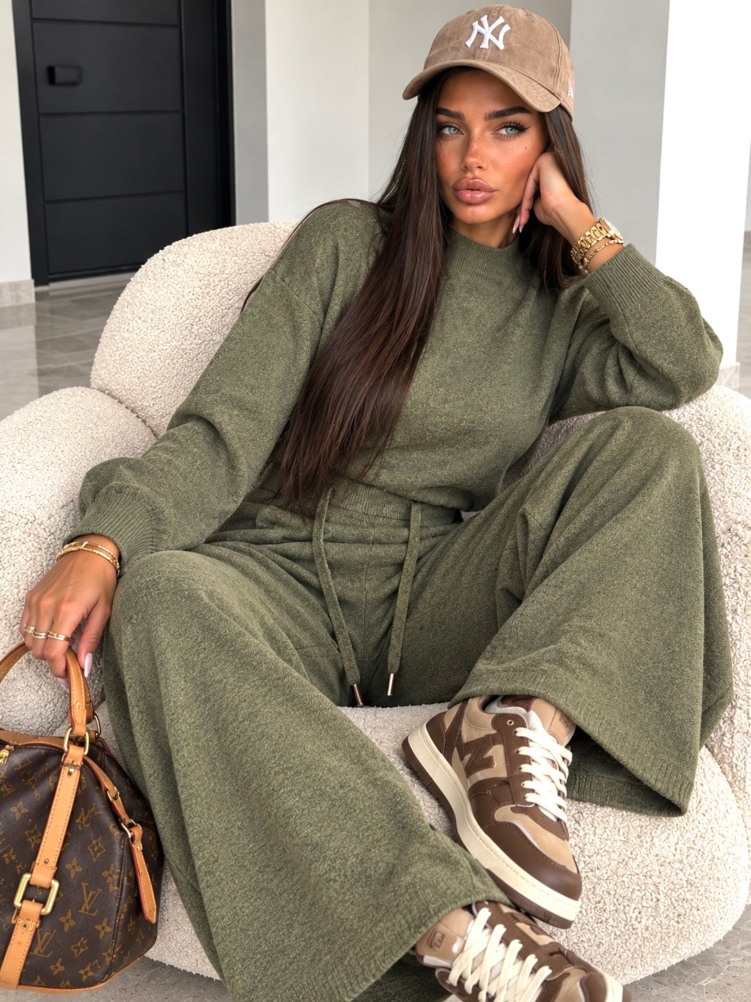 Completo Soft Winter in Maglia con Pantalone – Verde Oliva - R.a. Boutique