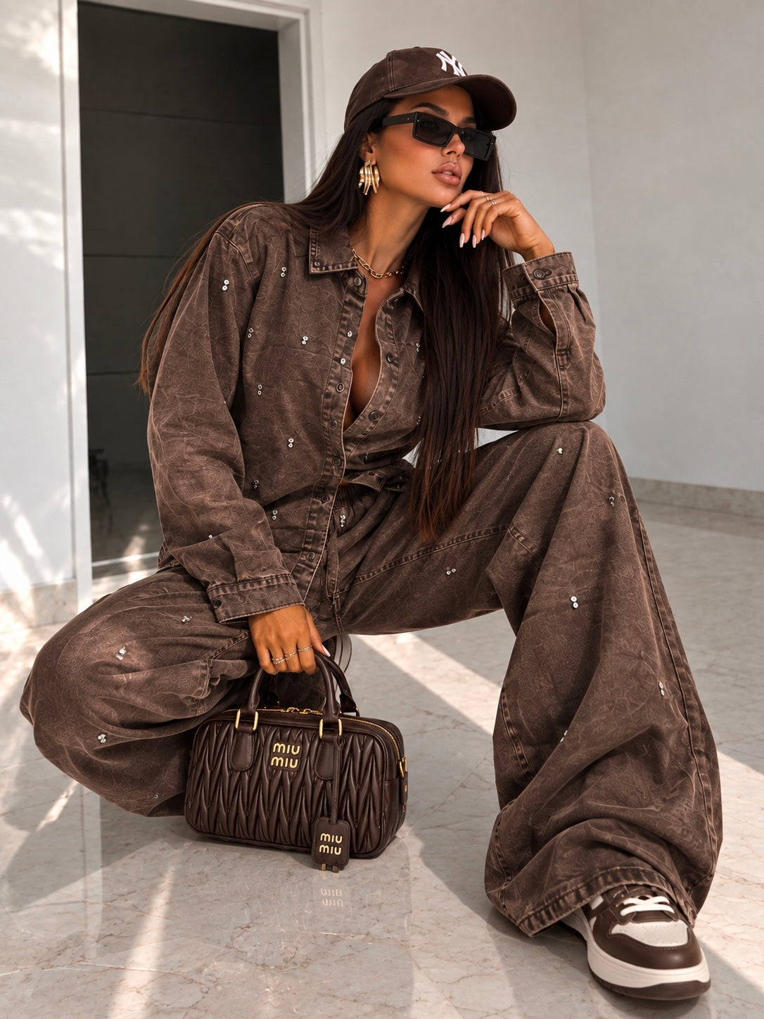 Completo denim dark con strass - R.a. Boutique