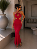 Abito con incrocio sulla schiena e gemma bordeaux - R.a. Boutique
