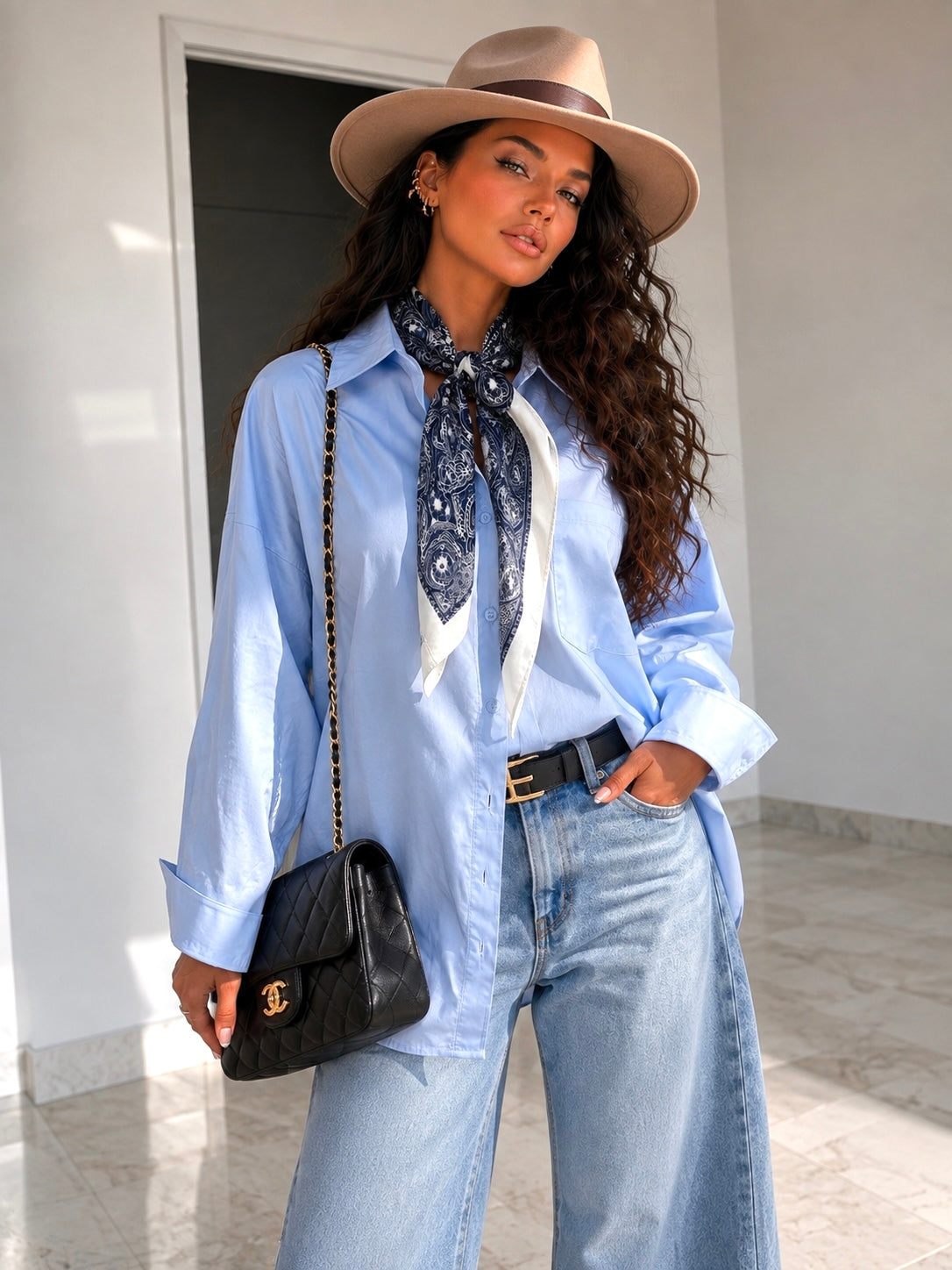 Camicia con foulard 100% cotone - R.a. Boutique