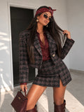 Gonna in tweed nero bordeaux - R.a. Boutique