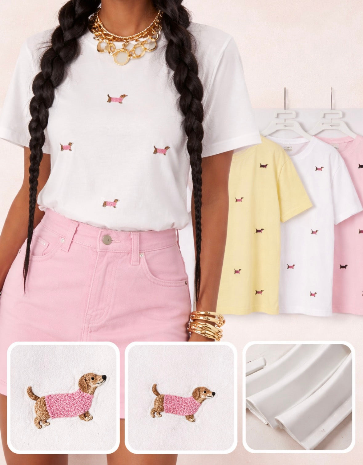 T-shirt Doggy Chic Ricamo Mini - R.a. Boutique