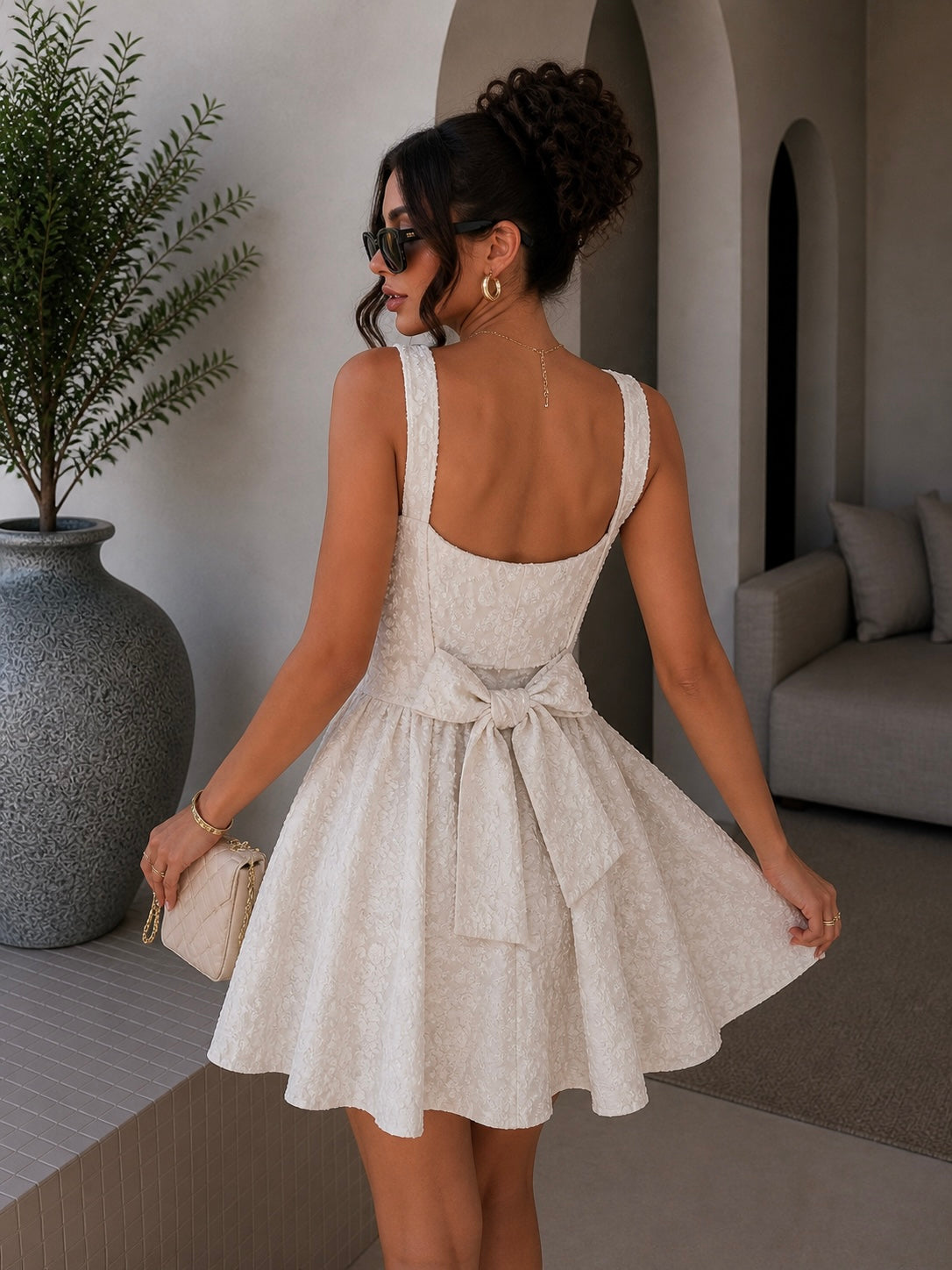 Abito Ricamato Flower con Fiocco - R.a. Boutique