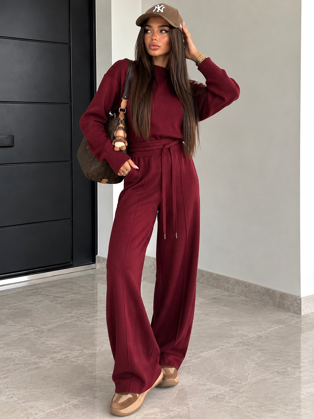 Completo Soft Winter in Maglia con Pantalone – Bordeaux - R.a. Boutique