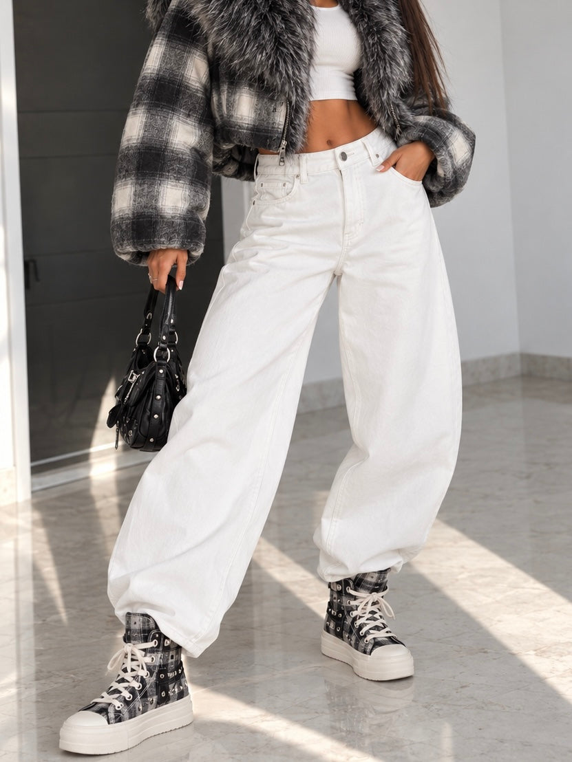 Jeans balloon bianco - R.a. Boutique