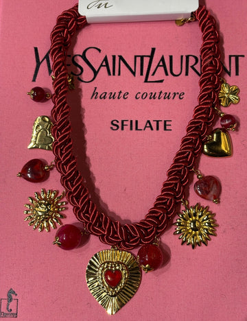 Collana corda bordeaux e cuore