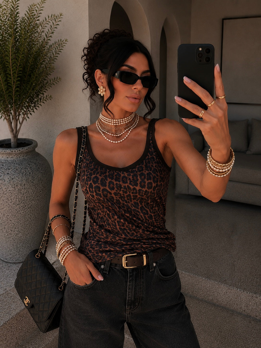 Canotta animalier mesh leopardata - R.a. Boutique