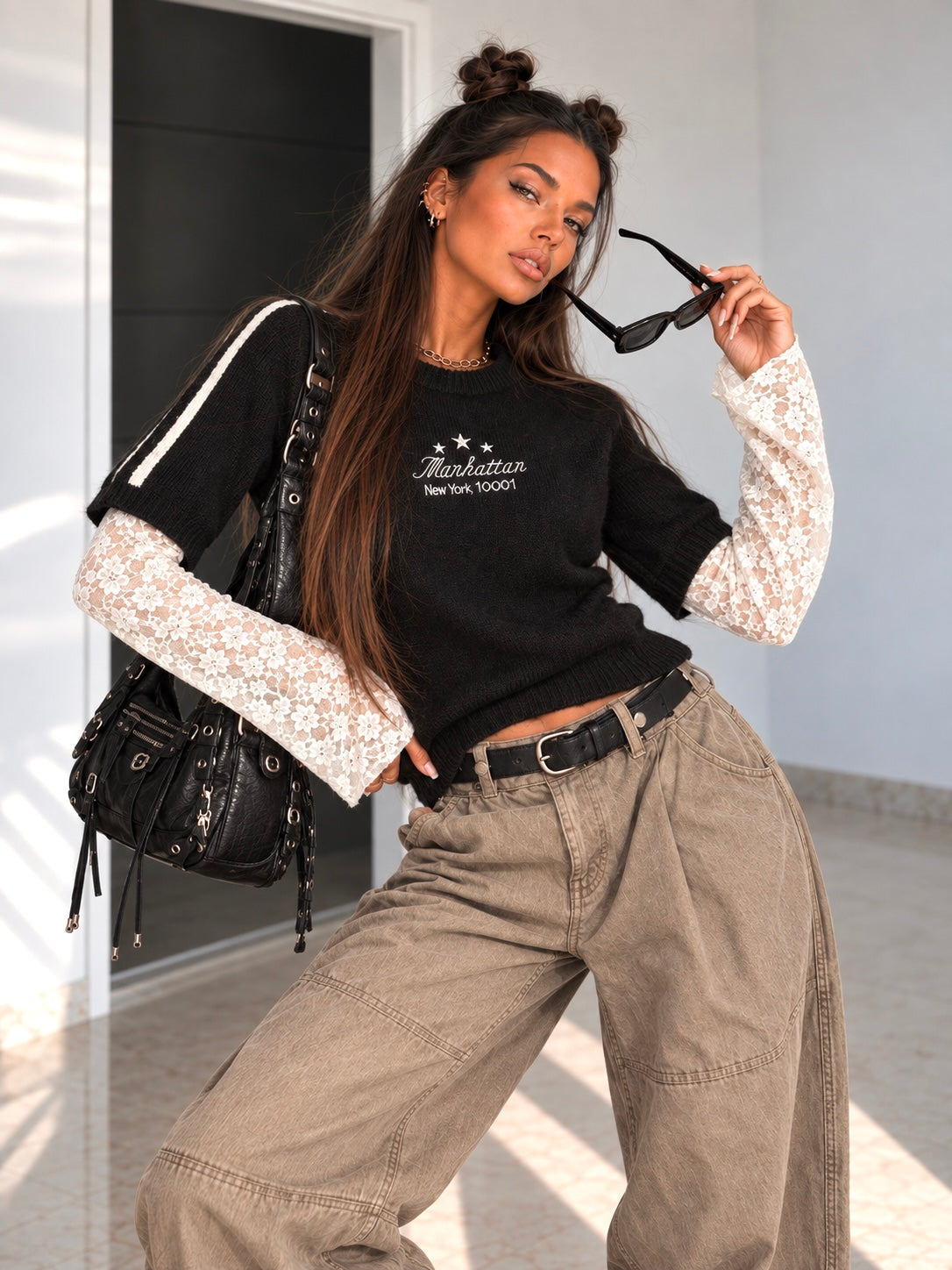 Maglia Manhattan con Maniche in Pizzo