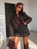 Gonna in tweed nero bordeaux - R.a. Boutique