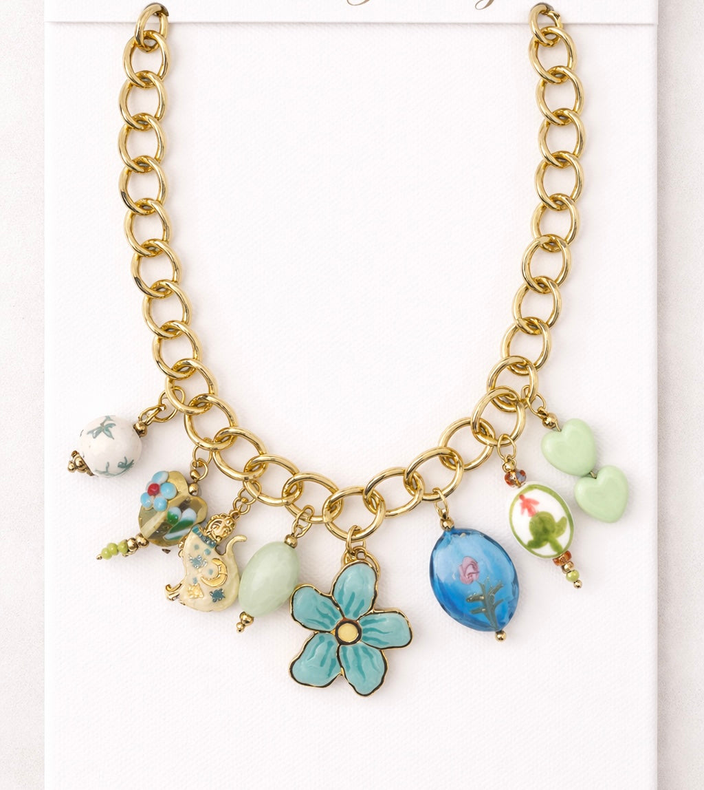 Collana Giardino Celeste con fiore e cuori - R.a. Boutique