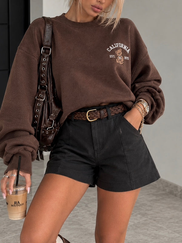 Shorts Nero con Cinturina Intrecciata