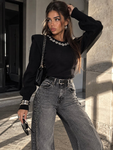 Maglia Gioiello con Spalline Imbottite