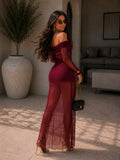 Abito bordeaux con trasparenza - R.a. Boutique