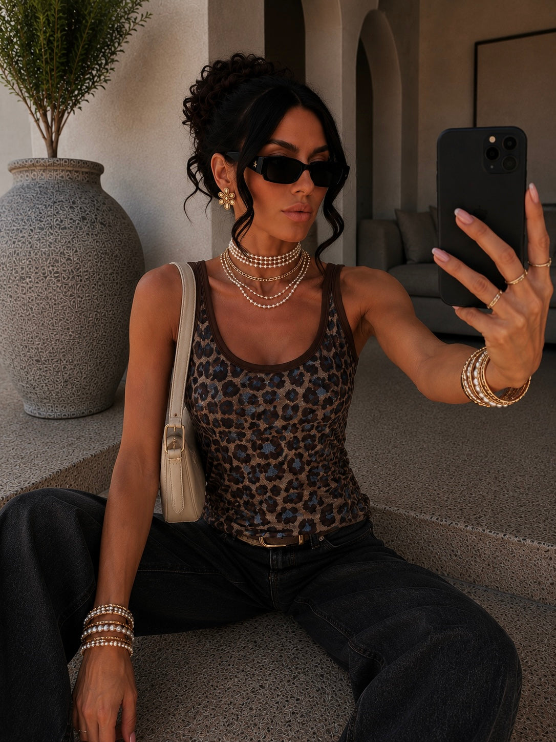 Canotta animalier mesh leopardata - R.a. Boutique