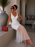 Abito lungo con gonna in velo bianco - R.a. Boutique