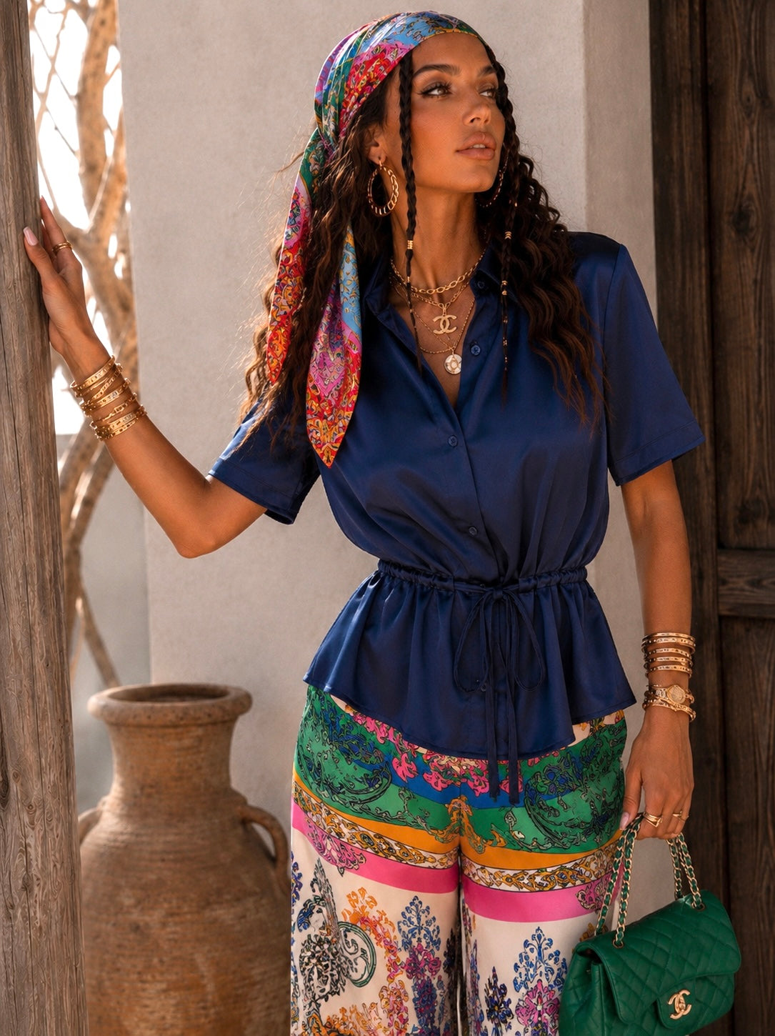 Camicia in raso Chic con Cinturina vari colori - R.a. Boutique
